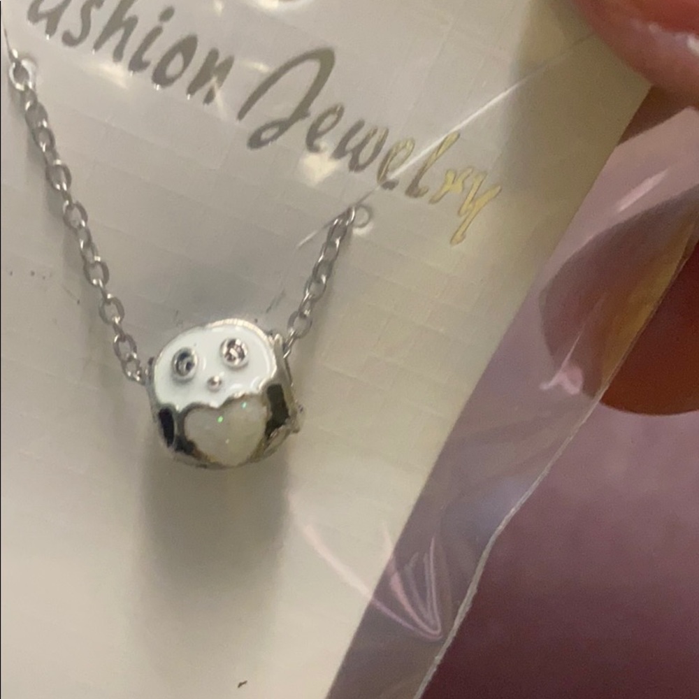 Penguin Holding A Heart Necklace